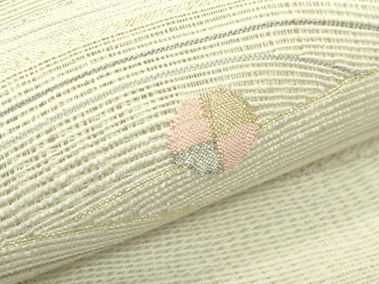 平和屋着物＊夏物　八寸名古屋帯　すくい織　立波文　金銀糸　正絹　逸品　未使用　CABI5255rv