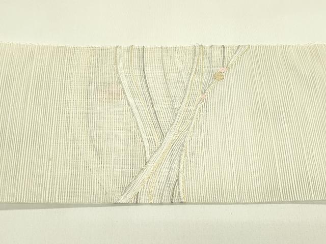 平和屋着物＊夏物　八寸名古屋帯　すくい織　立波文　金銀糸　正絹　逸品　未使用　CABI5255rv