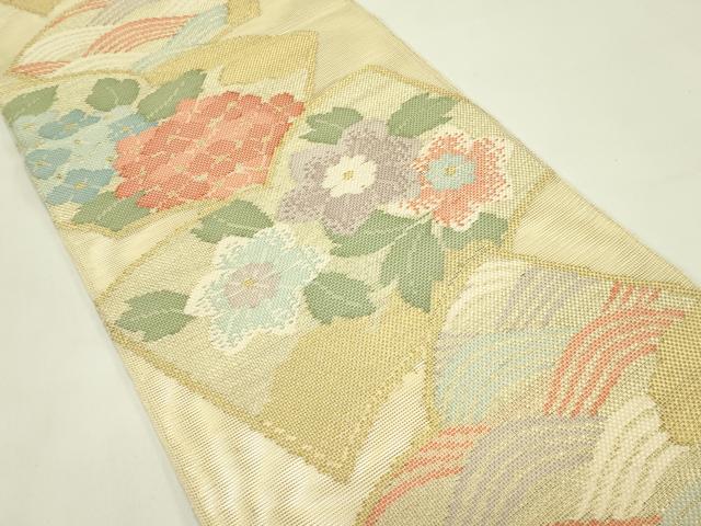 平和屋着物＊夏物　六通柄袋帯　冊子立波草花文　金糸　正絹　逸品　未使用　CABI5258rv