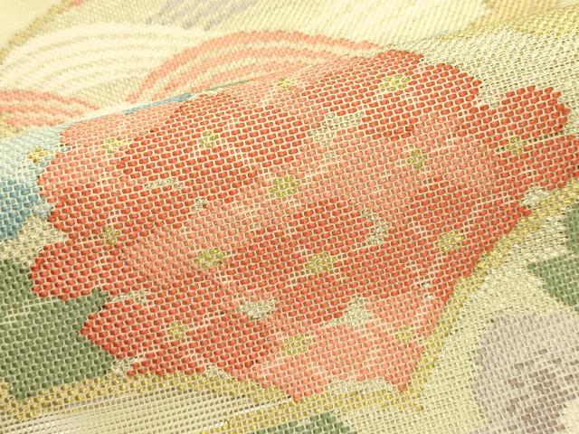 平和屋着物＊夏物　六通柄袋帯　冊子立波草花文　金糸　正絹　逸品　未使用　CABI5258rv
