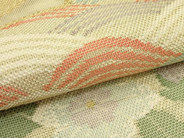 平和屋着物＊夏物　六通柄袋帯　冊子立波草花文　金糸　正絹　逸品　未使用　CABI5258rv