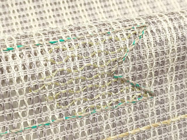 平和屋着物＊夏物　八寸名古屋帯　羅　幾何学文様　金銀糸　正絹　逸品　CABI5262rv