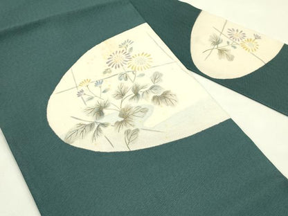 平和屋着物＊夏物　九寸名古屋帯　手描き　菊　金彩　正絹　逸品　CABI5268rv