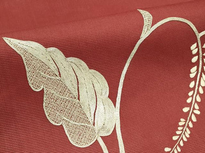 平和屋着物＊夏物　九寸名古屋帯　総刺繍　駒刺繍　草花文　正絹　逸品　CABI5269rv