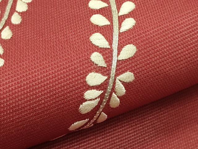 平和屋着物＊夏物　九寸名古屋帯　総刺繍　駒刺繍　草花文　正絹　逸品　CABI5269rv