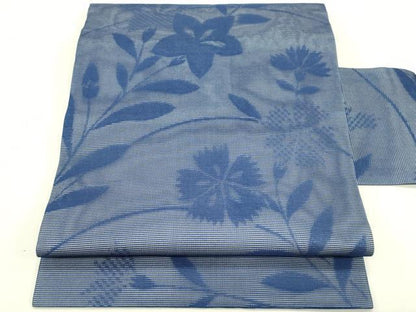 平和屋着物＊夏物　九寸名古屋帯　桔梗　撫子　正絹　逸品　CABI5270rv