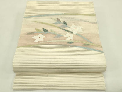 平和屋着物＊夏物　八寸名古屋帯　絽綴れ　草花文　金銀糸　正絹　逸品　CABI5271rv