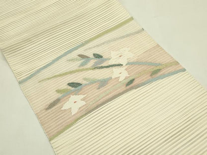 平和屋着物＊夏物　八寸名古屋帯　絽綴れ　草花文　金銀糸　正絹　逸品　CABI5271rv