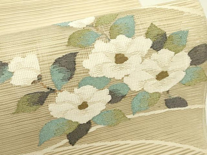 平和屋着物＊夏物　八寸名古屋帯　絽綴れ　草花文　金糸　正絹　逸品　CABI5272rv