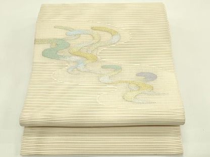 平和屋着物＊夏物　八寸名古屋帯　絽綴れ　流水文　金銀糸　正絹　逸品　CABI5273rv