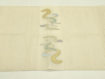 平和屋着物＊夏物　八寸名古屋帯　絽綴れ　流水文　金銀糸　正絹　逸品　CABI5273rv