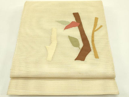 平和屋着物＊夏物　八寸名古屋帯　絽綴れ　枝葉文　正絹　逸品　CABI5277rv