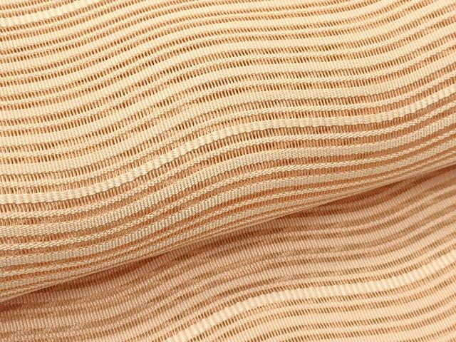 平和屋着物＊夏物　八寸名古屋帯　絽綴れ　よろけ縞　赤香色　三越扱い　正絹　逸品　CABI5280rv