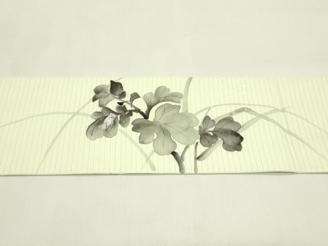 平和屋着物＊夏物　絽塩瀬　九寸名古屋帯　手描き　草木文　銀彩　正絹　逸品　CABI5281rv