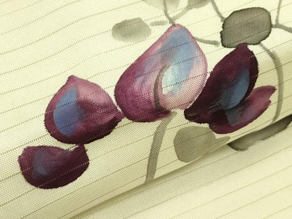 平和屋着物＊夏物　絽塩瀬　九寸名古屋帯　手描き　草花文　金彩　正絹　逸品　CABI5282rv