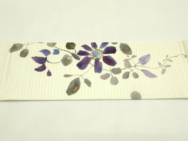 平和屋着物＊夏物　絽塩瀬　九寸名古屋帯　手描き　草花文　金彩　正絹　逸品　CABI5282rv