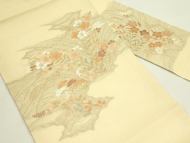 平和屋着物＊夏物　九寸名古屋帯　唐織　秋草文　金糸　正絹　逸品　未使用　CABI5284rv