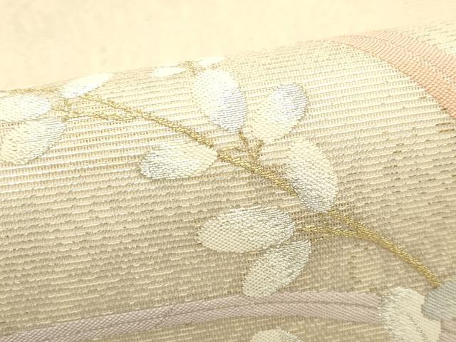 平和屋着物＊夏物　九寸名古屋帯　萩　金銀糸　正絹　逸品　未使用　CABI5285rv