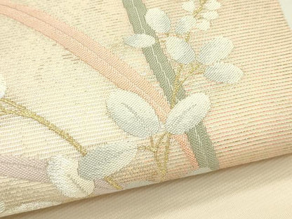 平和屋着物＊夏物　九寸名古屋帯　萩　金銀糸　正絹　逸品　未使用　CABI5285rv