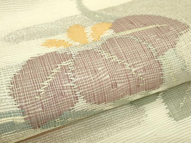 平和屋着物＊夏物　太鼓柄袋帯　草花文　金銀糸　正絹　逸品　CABI5291rv
