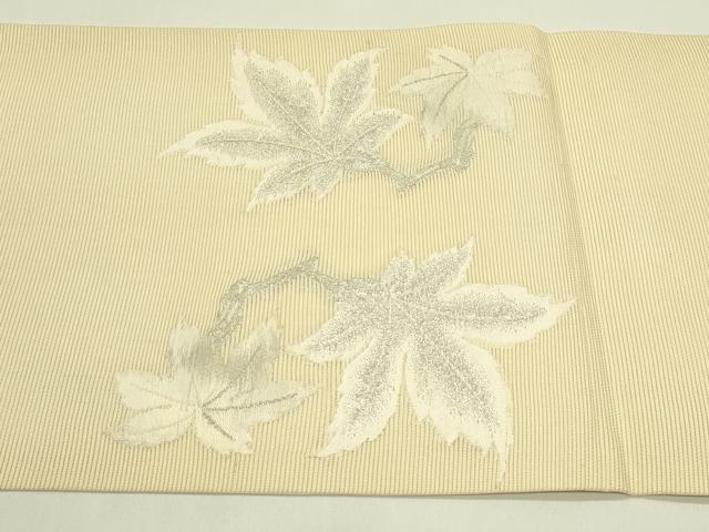 平和屋着物＊夏物　九寸開き名古屋帯　楓　銀糸　正絹　逸品　CABI5299rv