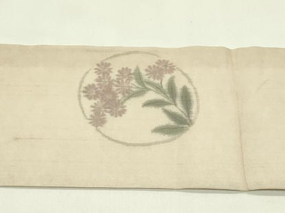 平和屋着物＊夏物　九寸名古屋帯　作家物　花丸舞蝶文　正絹　逸品　CABI5301rv