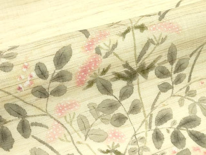平和屋着物＊夏物　九寸名古屋帯　作家物　女郎花　麻　逸品　CABI5302rv