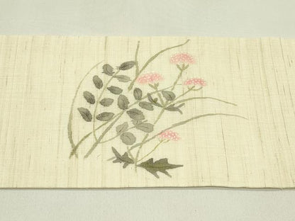 平和屋着物＊夏物　九寸名古屋帯　作家物　女郎花　麻　逸品　CABI5302rv