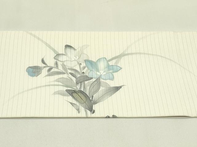 平和屋着物＊夏物　絽塩瀬　九寸名古屋帯　手描き　草花文　金彩　正絹　逸品　CABI5303rv