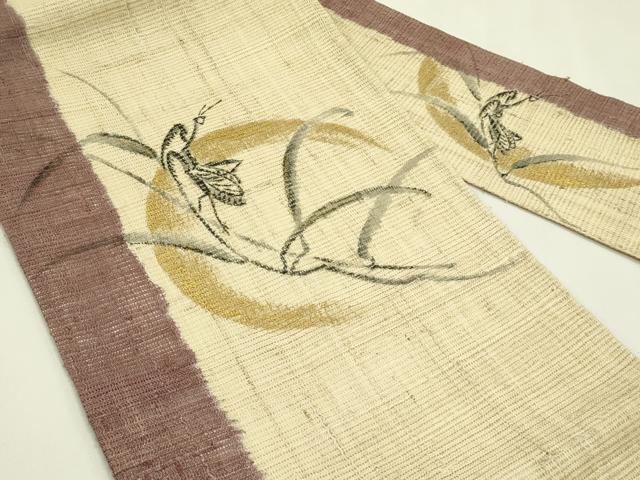 平和屋着物＊夏物　九寸名古屋帯　手描き　かまきり　金彩　正絹　逸品　CABI5304rv