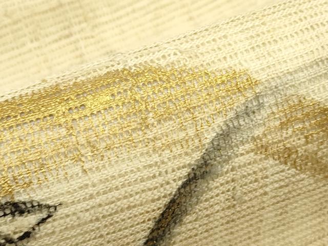 平和屋着物＊夏物　九寸名古屋帯　手描き　かまきり　金彩　正絹　逸品　CABI5304rv