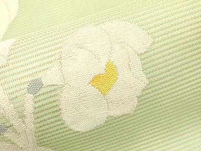 平和屋着物＊夏物　九寸名古屋帯　草花文　正絹　逸品　CABI5308rv