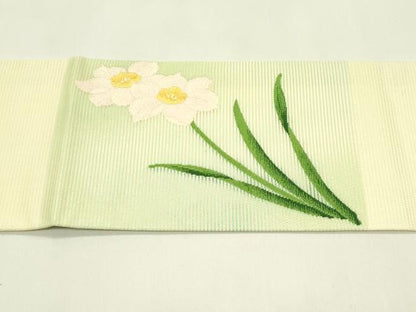 平和屋着物＊夏物　九寸名古屋帯　草花文　正絹　逸品　CABI5308rv