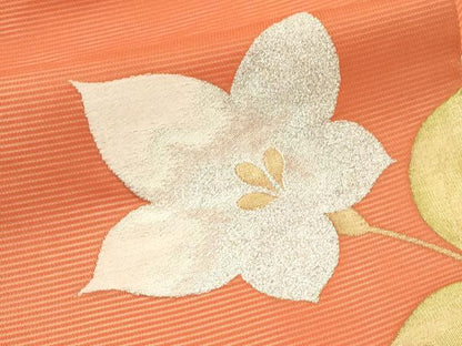 平和屋着物＊夏物　九寸名古屋帯　草花文　金銀糸　正絹　逸品　CABI5309rv