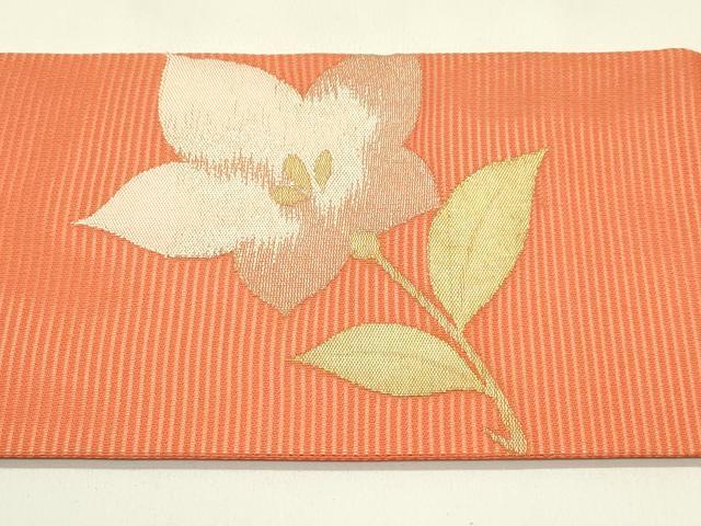 平和屋着物＊夏物　九寸名古屋帯　草花文　金銀糸　正絹　逸品　CABI5309rv