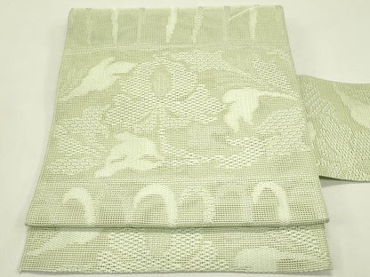 平和屋着物＊夏物　八寸名古屋帯　草花文　正絹　逸品　CABI5313rv