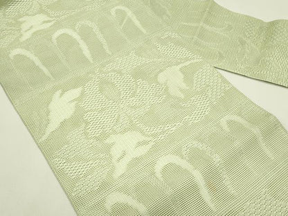 平和屋着物＊夏物　八寸名古屋帯　草花文　正絹　逸品　CABI5313rv