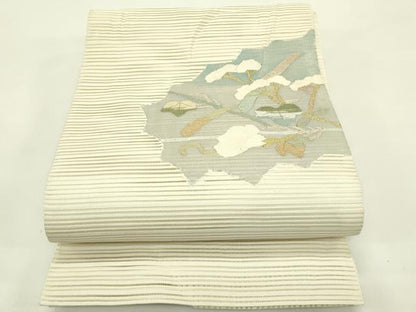 平和屋着物＊夏物　八寸名古屋帯　絽綴れ　草花文　金銀糸　正絹　逸品　CABI5315rv