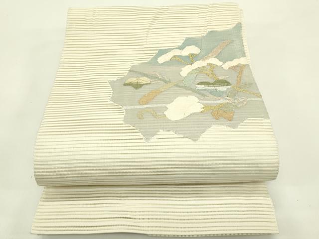 平和屋着物＊夏物　八寸名古屋帯　絽綴れ　草花文　金銀糸　正絹　逸品　CABI5315rv