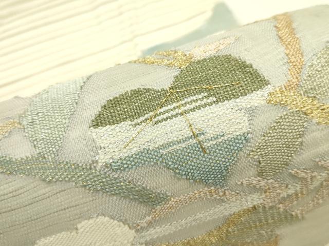 平和屋着物＊夏物　八寸名古屋帯　絽綴れ　草花文　金銀糸　正絹　逸品　CABI5315rv