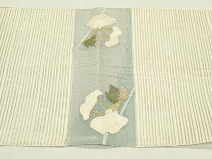 平和屋着物＊夏物　八寸名古屋帯　絽綴れ　草花文　金銀糸　正絹　逸品　CABI5315rv