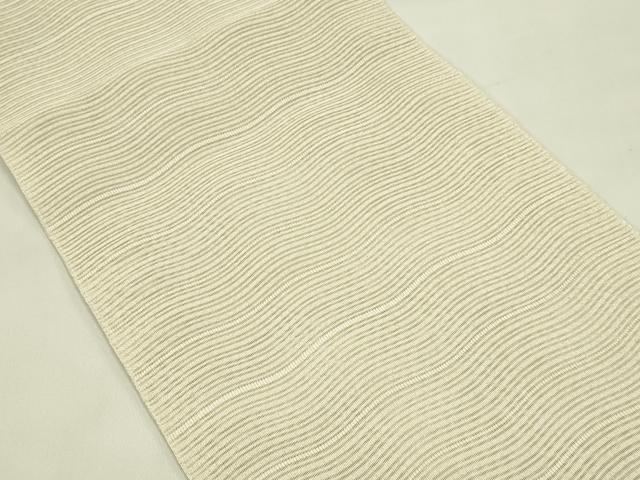 平和屋着物＊夏物　八寸名古屋帯　絽綴れ　よろけ縞　銀糸　正絹　逸品　CABI5317rv