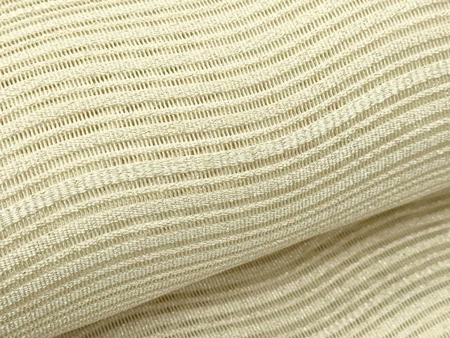 平和屋着物＊夏物　八寸名古屋帯　絽綴れ　よろけ縞　銀糸　正絹　逸品　CABI5317rv