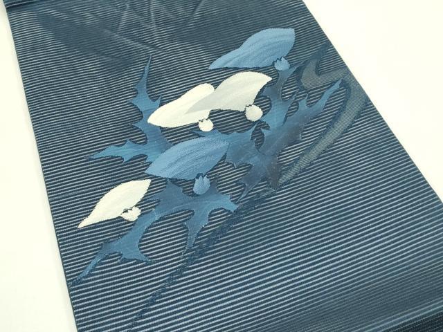 平和屋着物＊夏物　九寸開き名古屋帯　草花文　正絹　逸品　CABI5321rv