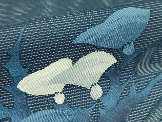 平和屋着物＊夏物　九寸開き名古屋帯　草花文　正絹　逸品　CABI5321rv