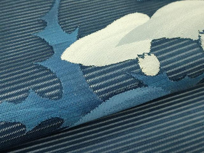 平和屋着物＊夏物　九寸開き名古屋帯　草花文　正絹　逸品　CABI5321rv