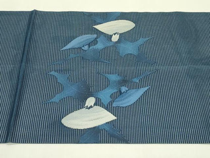 平和屋着物＊夏物　九寸開き名古屋帯　草花文　正絹　逸品　CABI5321rv