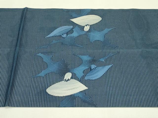 平和屋着物＊夏物　九寸開き名古屋帯　草花文　正絹　逸品　CABI5321rv