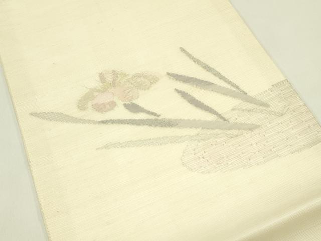平和屋着物＊夏物　西陣　九寸開き名古屋帯　すくい織　杜若　金銀糸　正絹　逸品　CABI5323rv