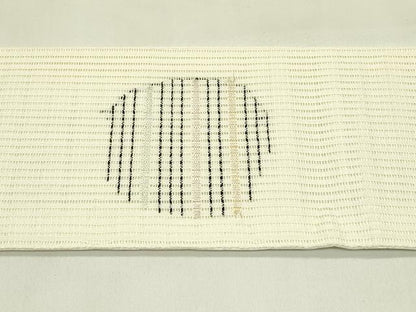 平和屋着物＊夏物　八寸名古屋帯　横段丸文　銀糸　正絹　逸品　CABI5325rv